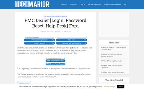 FMC Dealer [Login, Password Reset, Help Desk] Ford ...