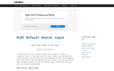 PLDT routers - Login IPs and default usernames & passwords