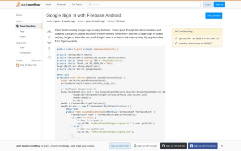 Google Sign In with Firebase Android - Stack Overflow