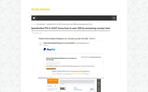 Ipanelonline PH is LEGIT, know how to earn ... - Perks Online