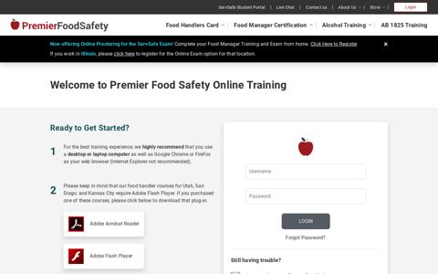 Online Login - Premier Food Safety