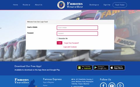 Log In - Famous Travellers Express