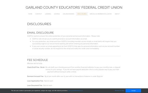 disclosures - garland county educators' federal credit union