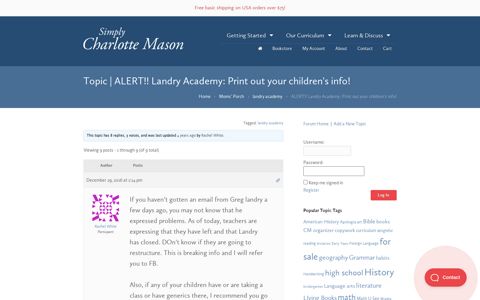 Topic | ALERT!! Landry Academy: Print out your children's info!