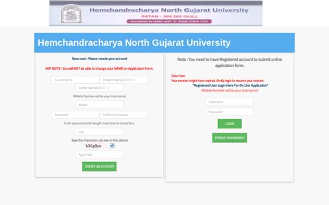 Hemchandracharya North Gujarat University | Login | Register