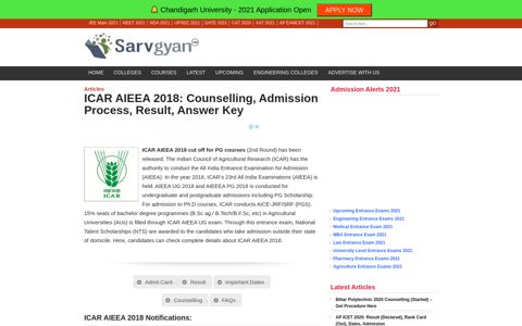 ICAR AIEEA 2018: Counselling, Admission Process, Result ...