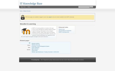 Moodle E-Learning | IT Knowledge Base