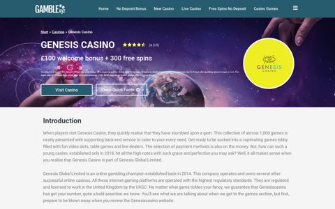 Genesis Casino Review: 100% bonus and 300 free spins ...