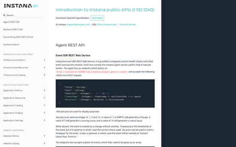 Instana API docs - GitHub Pages