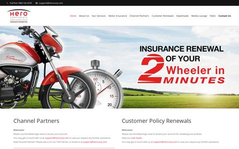 Hero Corporate – Insurance Distribution: Home
