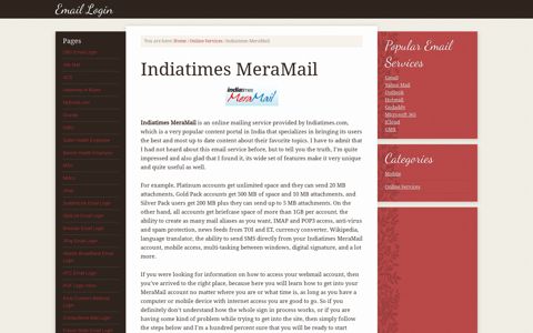 Indiatimes MeraMail Login – Indiatimes.com Email Log In