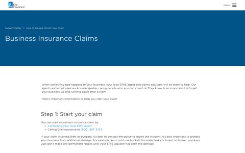 Business Insurance Claims | Erie Insurance