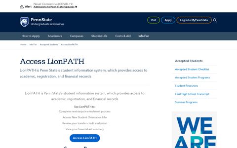 Access LionPATH - Penn State Undergraduate Admissions
