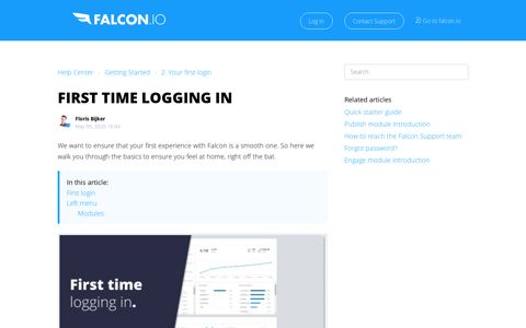 First time logging in - Help Center - Falcon.io