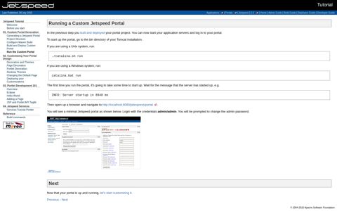 Jetspeed Tutorial - Run the Custom Portal - Apache Portals