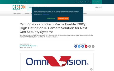 OmniVision and Grain Media Enable 1080p High Definition IP ...