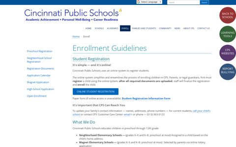Enrollment Guidelines | Cincinnati Public Schools