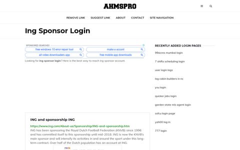 Ing Sponsor Login - AhmsPro.com