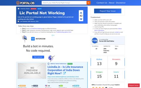Lic Portal Not Working