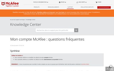 McAfee My Account: Common Questions ... - McAfee KB