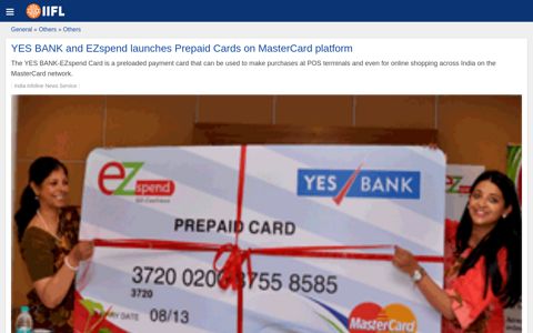YES BANK and EZspend launches Prepaid Cards on ...