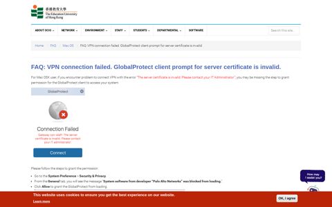 FAQ: VPN connection failed. GlobalProtect client prompt for ...