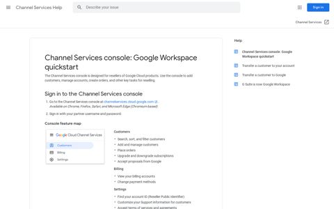 Channel Services console: Google Workspace quickstart ...