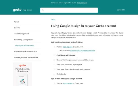 Using Google to sign in to your Gusto account - Gusto Support