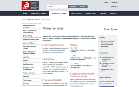 Online services - EPO