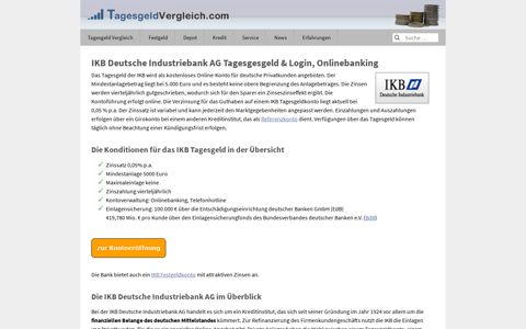 IKB Tagesgeld - Deutsche Industriebank Login, Onlinebanking