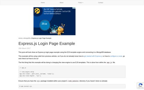 Express.js Login Page Example - Siphor