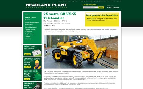 9.5 metre JCB 535-95 Telehandler at Headland Plant
