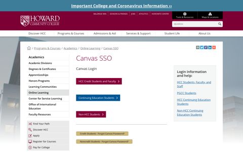 Canvas SSO | Howard Community College