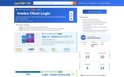 Intelex Client Login - Logins-DB