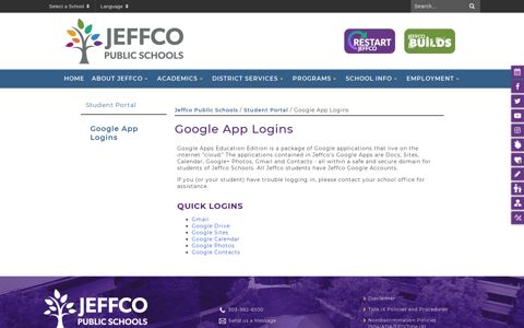 Google App Logins - Jeffco Public Schools