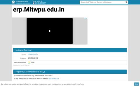 ▷ erp.Mitwpu.edu.in : LOGIN - IPAddress.com