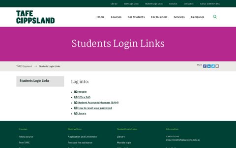 Students Login Links - TAFE Gippsland