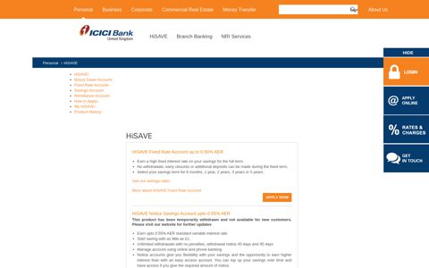 HiSave Savings Account, Remittance Account, Fixed Rate ...