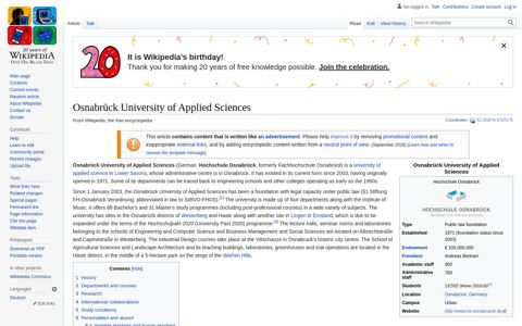 Osnabrück University of Applied Sciences - Wikipedia