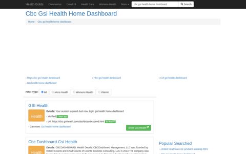 Cbc Gsi Health Home Dashboard - Health Golds