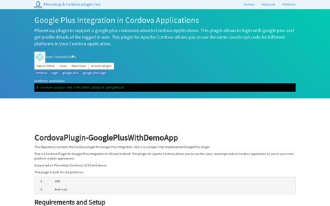 Google Plus Integration in Cordova Applications - PhoneGap ...
