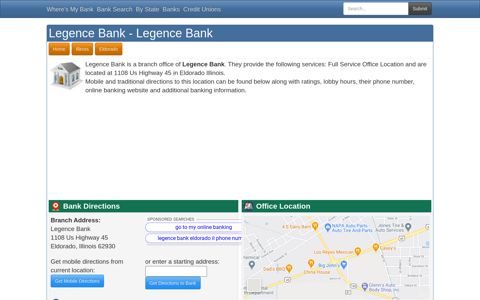 Legence Bank in Eldorado Illinois - 1108 Us Highway 45 ...