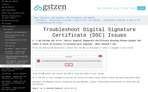 Troubleshooting DSC Issues - GSTZen
