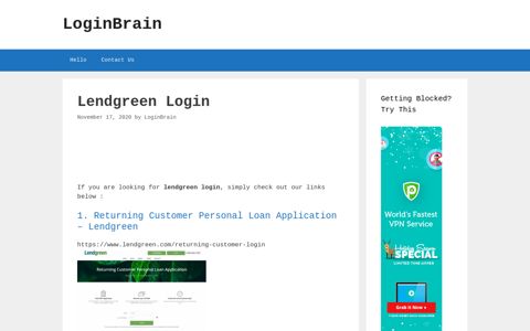 Lendgreen Returning Customer Personal Loan Application ...