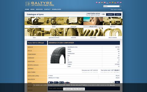 255/60R18 CF1000 COMFORSER | Baltyre.com