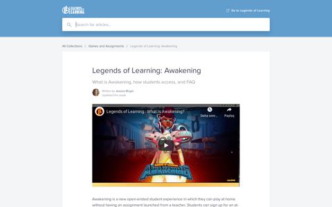 Legends of Learning: Awakening | Legends Of Learning - Hall ...