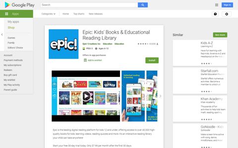 Epic: Kids' Books & Educational Reading Library – Apps on ...