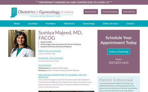 Sumiya Majeed, MD, FACOG - OB/GYN of Indiana