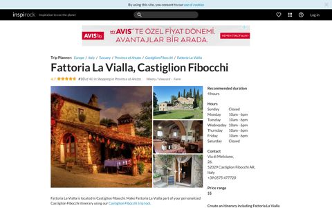 Visit Fattoria La Vialla on your trip to Castiglion Fibocchi or Italy
