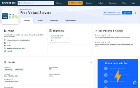 Free Virtual Servers - Crunchbase Company Profile & Funding